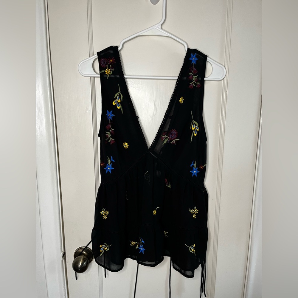 ASOS Sheer Floral embroided Flowy Tank